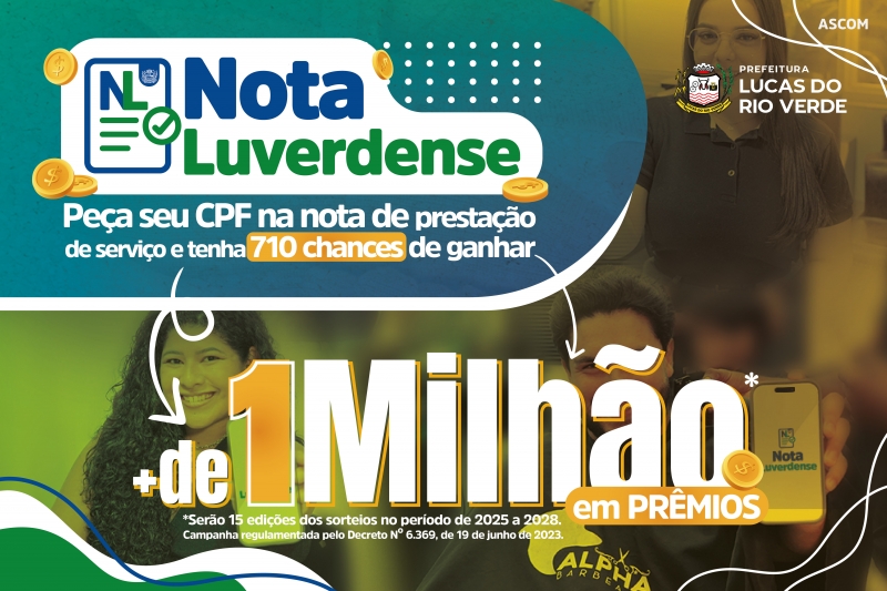 Nota Luverdense: Sorteio de Aniversário do município distribuirá R$60 mil